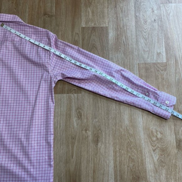 EGARA BUTTON UP SHIRT MENS M SLIM FIT NON IRON CASUAL DRESS CHECK CONTRAST CUFF - Picture 11 of 11